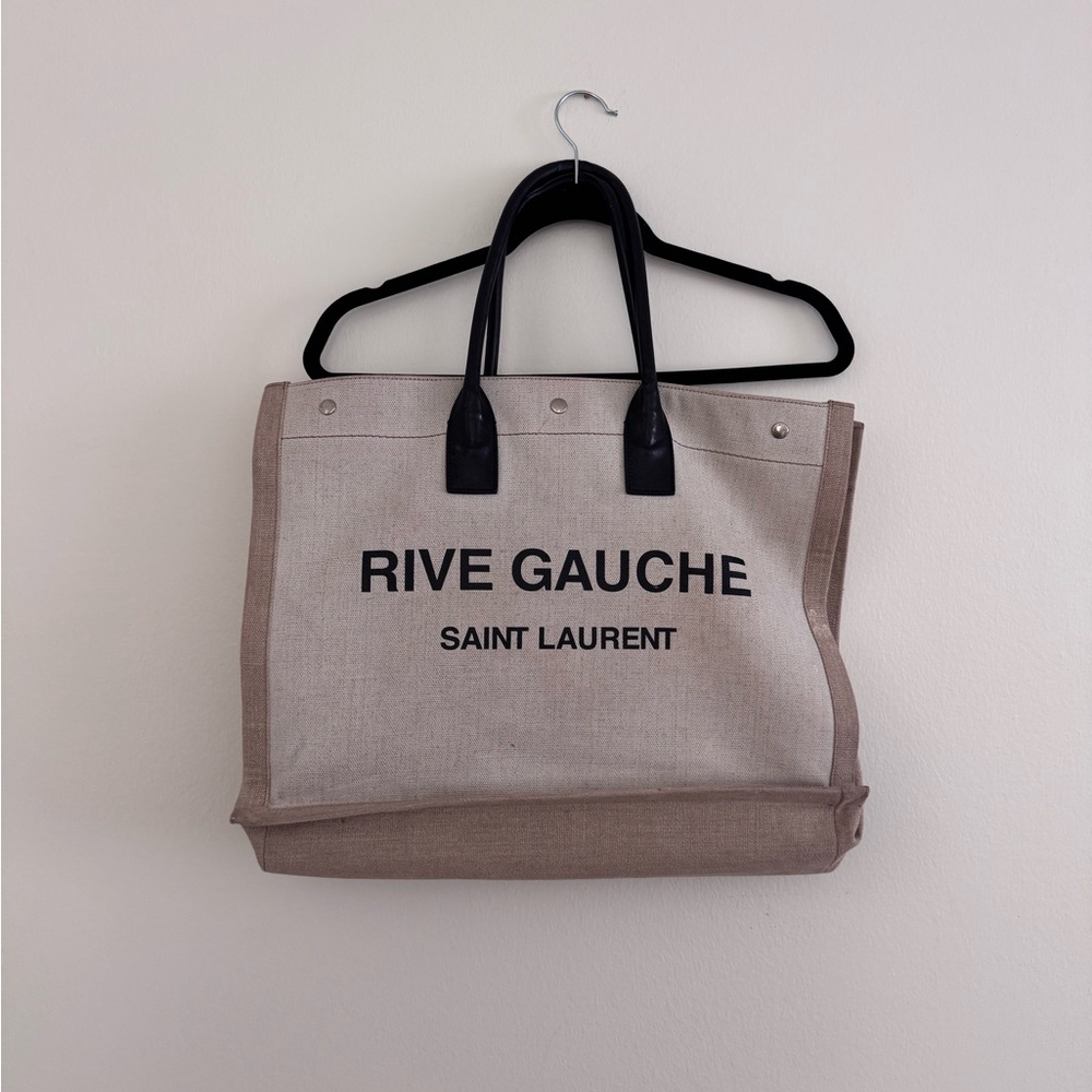 Authentic Saint Laurent Rive Gauche Tote - Beige and Black